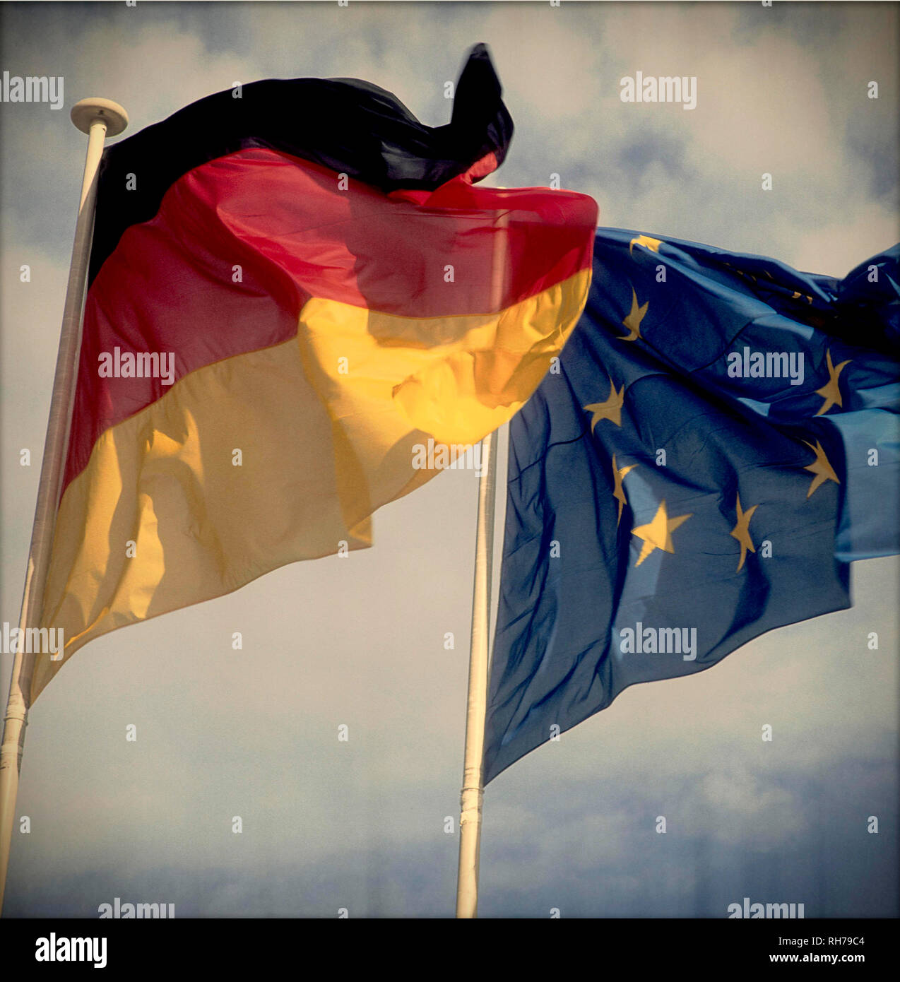 Allemagne drapeau et drapeau européen Banque D'Images