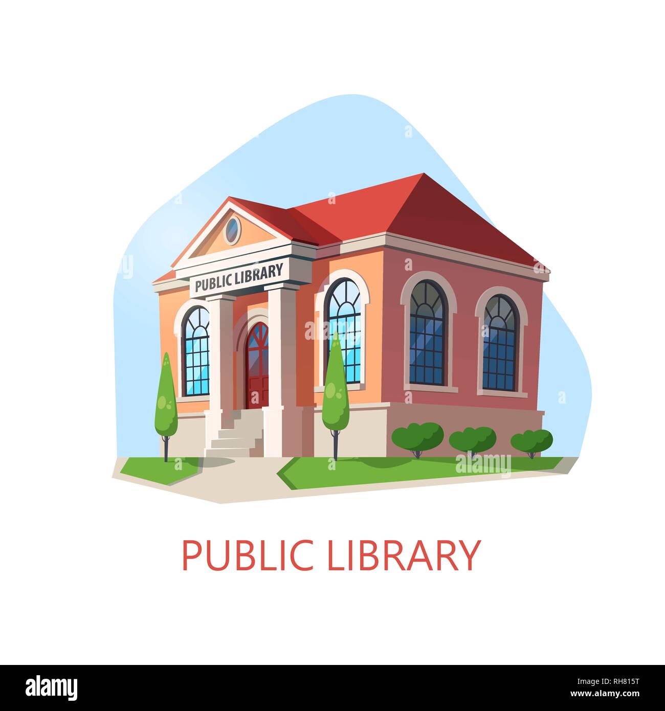 Bâtiment de la bibliothèque publique, la construction de la lecture Illustration de Vecteur