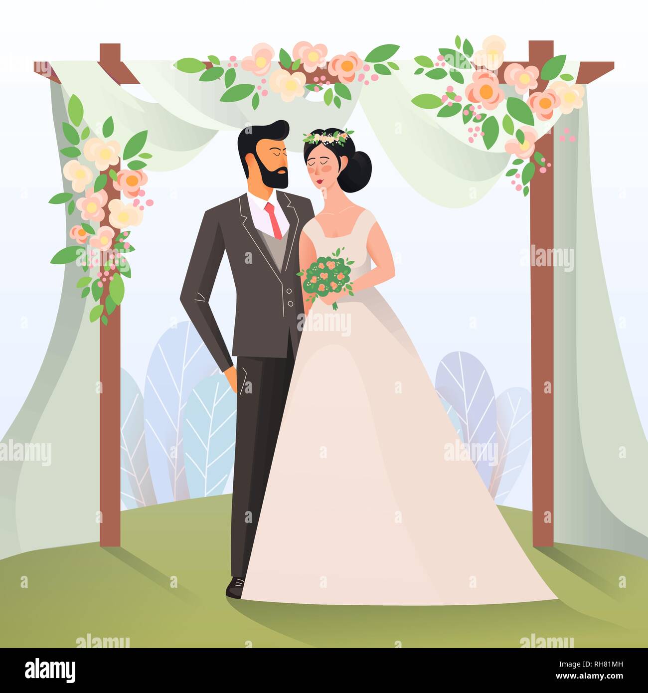 L'homme et la femme ayant wedding Illustration de Vecteur
