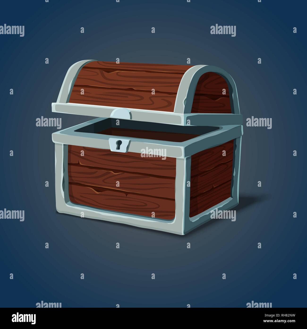 Coffre en bois ouvert Illustration de Vecteur