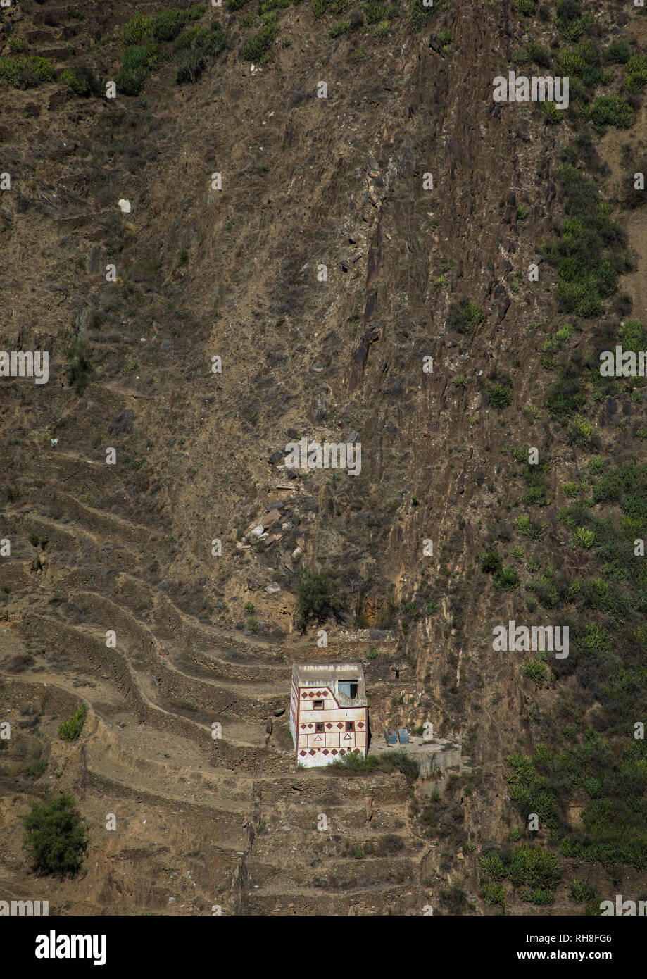 Maison traditionnelle dans la montagne, la Province de Jizan, en Arabie Saoudite, Addayer Banque D'Images