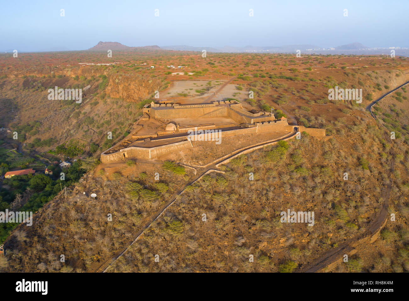 Vue aérienne de Cidade Velha vieux fort à Santiago - Cap Vert - Cap Vert Banque D'Images