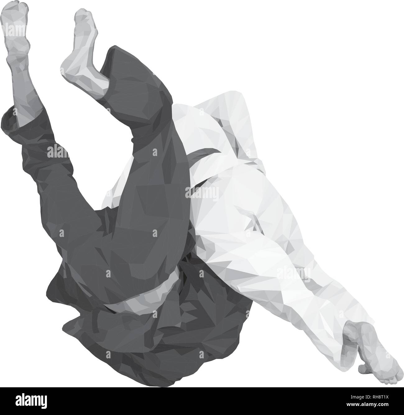 Les judokas combattants jet franc pour ippon judo en vecteur polygonale Illustration de Vecteur