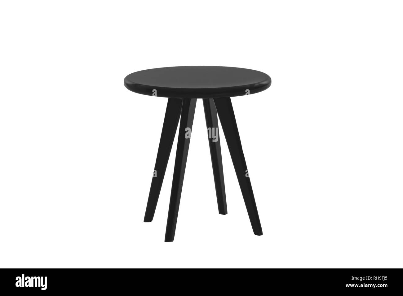 Table ronde noire avec des pattes sur un fond blanc Banque D'Images