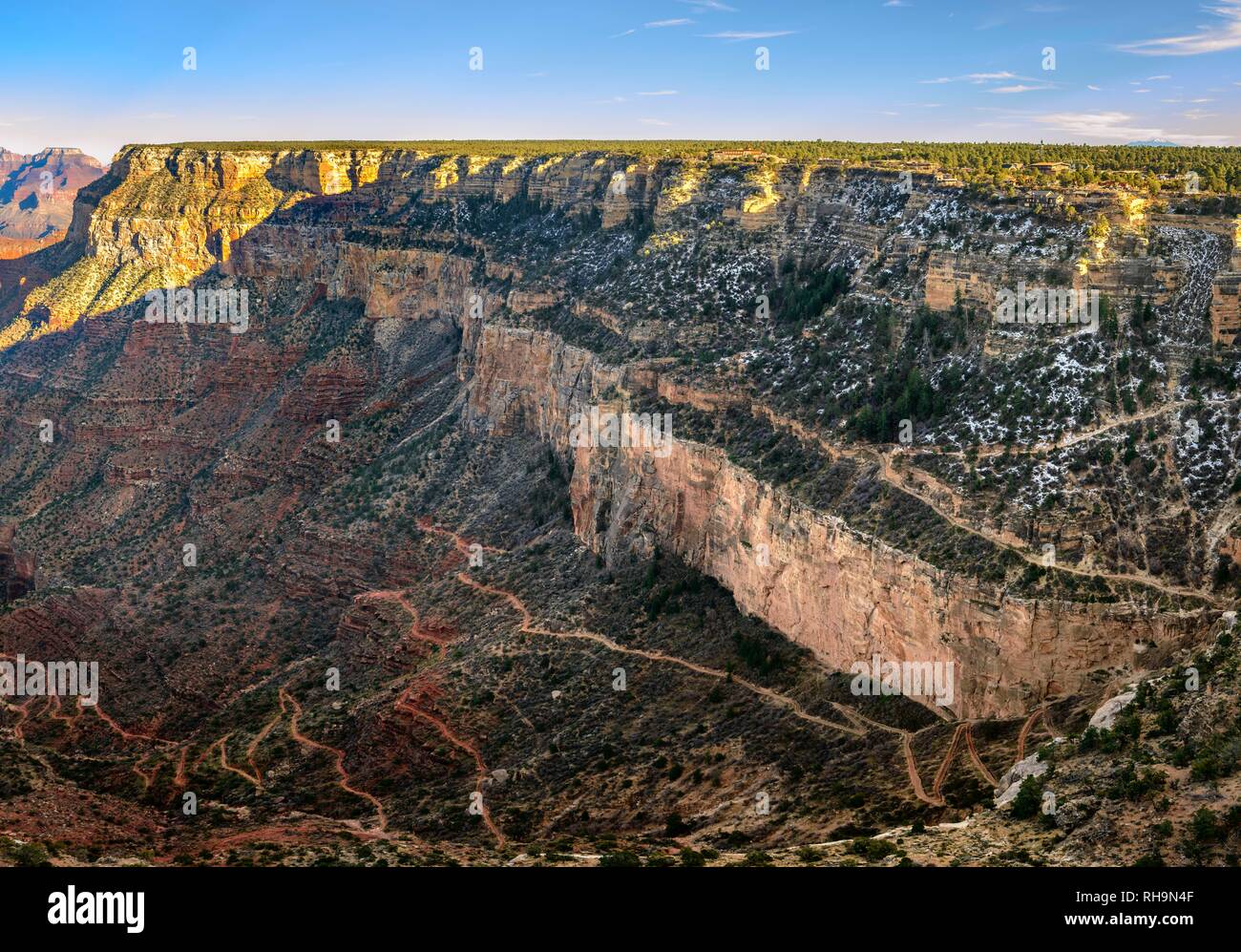 Gorge de la Grand Canyon avec Bright Angel Trail, vue du point de Maricopa, érodés, paysage rock South Rim Banque D'Images