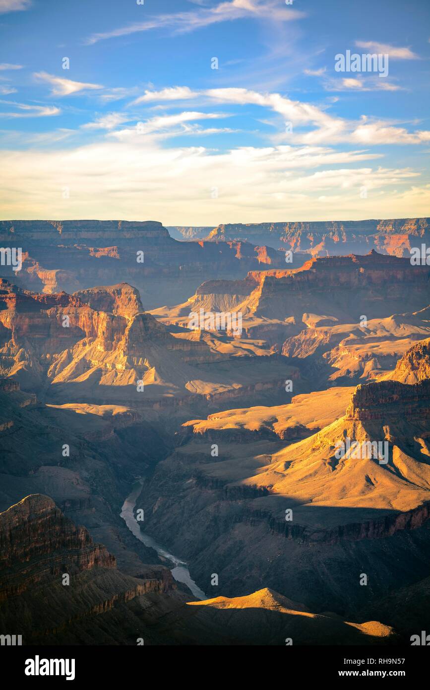 Panorama, gorge de la Grand Canyon avec la rivière Colorado, vue de Mohave Point, érodé, paysage rock South Rim Banque D'Images