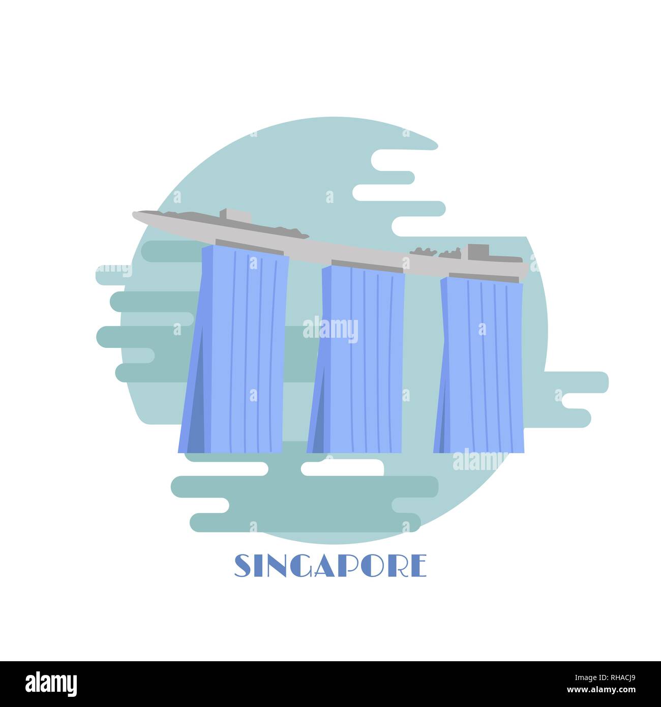 Marina Bay Sands building vector illustration. Monument de Singapour. Singapour célèbre hôtel isolé sur fond blanc. Illustration de Vecteur