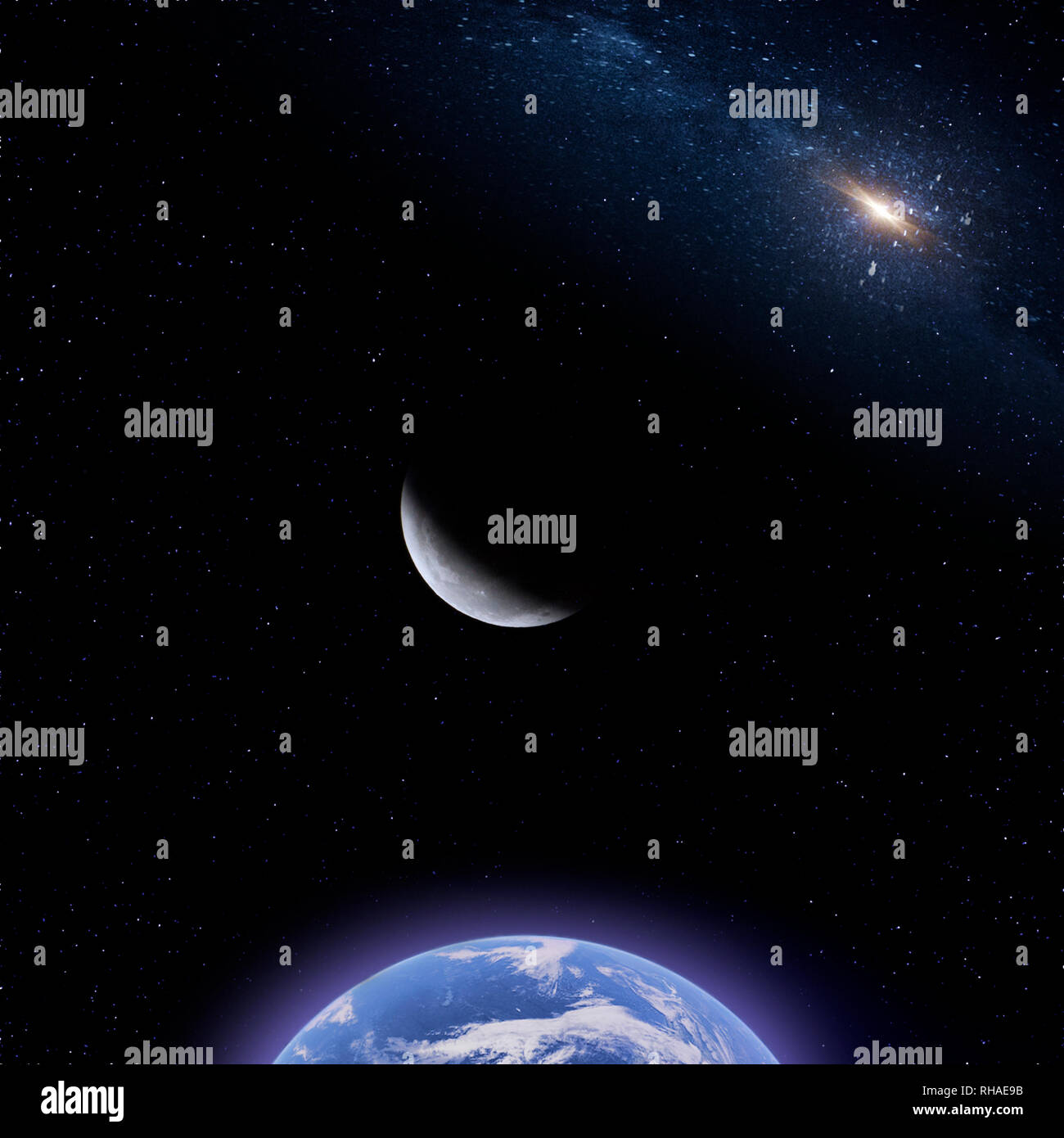 Phase d'éclipse lunaire 12 - Partie d'une série présentant les différentes phases d'une éclipse lunaire photographié pendant le Super Blood Wolf Moon en 2019. Banque D'Images