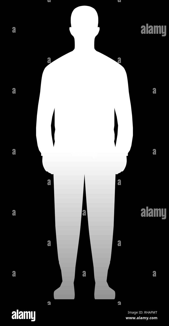 Homme debout silhouette - gradient blanc, isolé - vector illustration Illustration de Vecteur