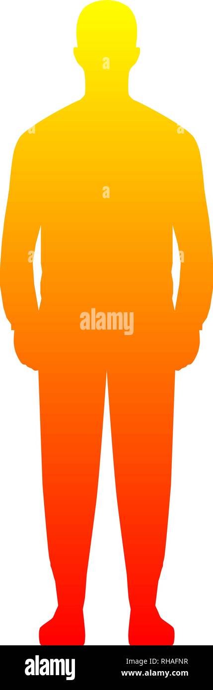 Homme debout silhouette - gradient jaune orange rouge, isolées - vector illustration Illustration de Vecteur