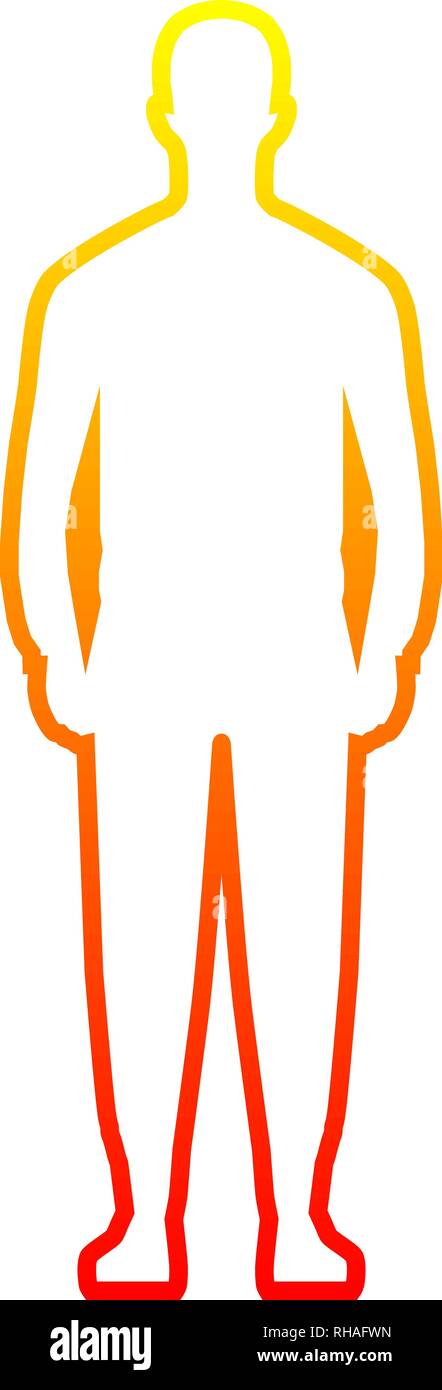 Homme debout silhouette - jaune orange rouge contour dégradé, isolé - vector illustration Illustration de Vecteur