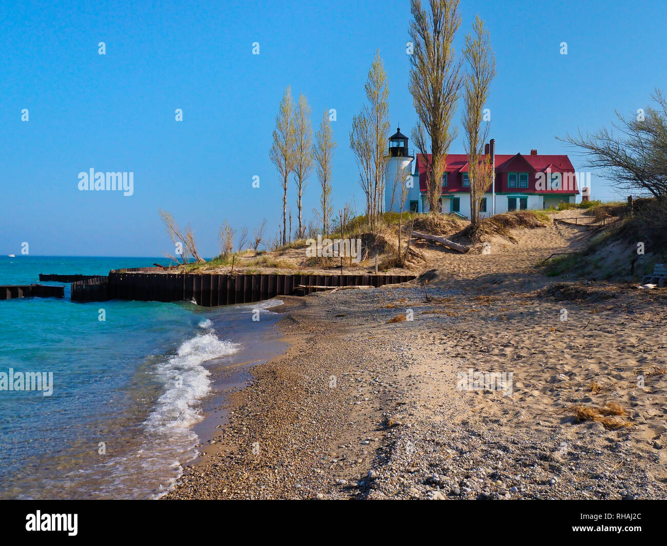 Le phare de Point Betsie, Lansing, Michigan, USA Banque D'Images