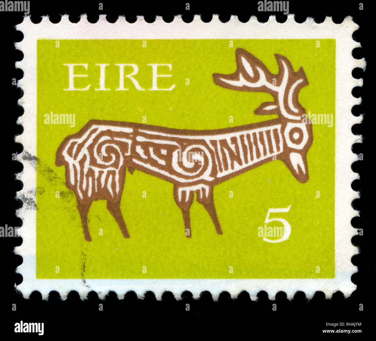 Timbre-poste de l'Irlande au début de l'art irlandais 1971-1975 série émise en 1971 Banque D'Images