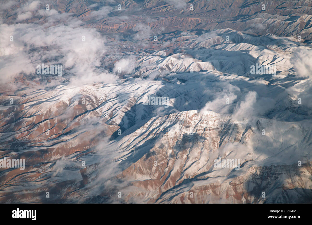 Montagnes, Vue d'avion Banque D'Images