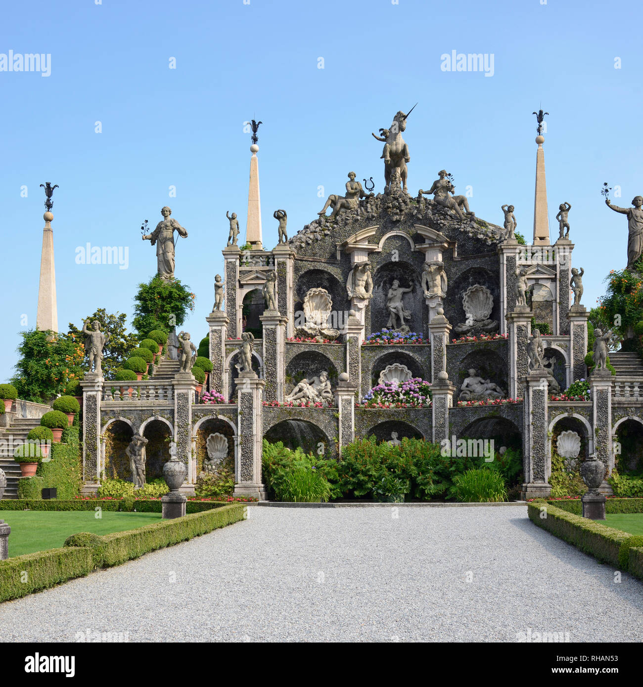Les jardins d'Isola Bella sur le lac Majeur Italie Banque D'Images