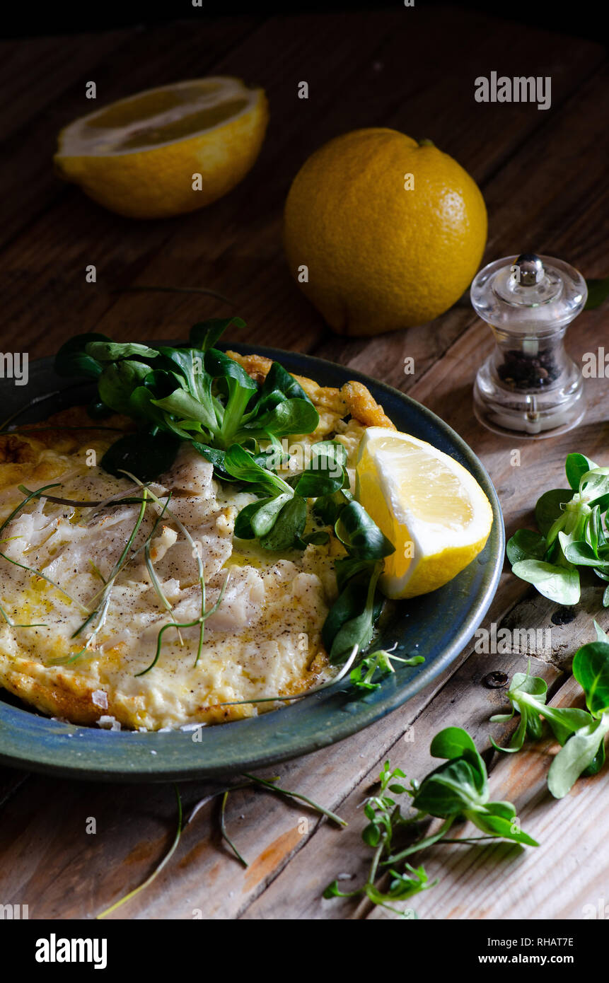 Arnold Bennett omelette avec haddok fumé Banque D'Images