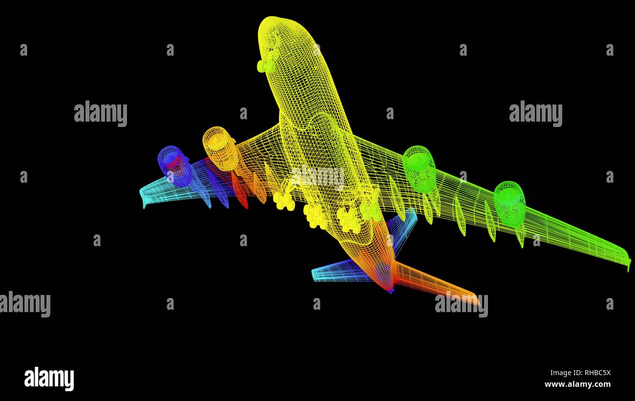 Le rendu 3D d'un schéma de couleur arc-en-ciel sur noir isolé de l'objet Banque D'Images