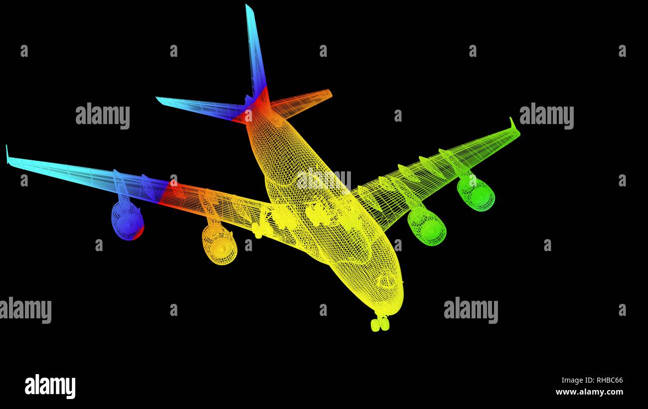Le rendu 3D d'un schéma de couleur arc-en-ciel sur noir isolé de l'objet Banque D'Images