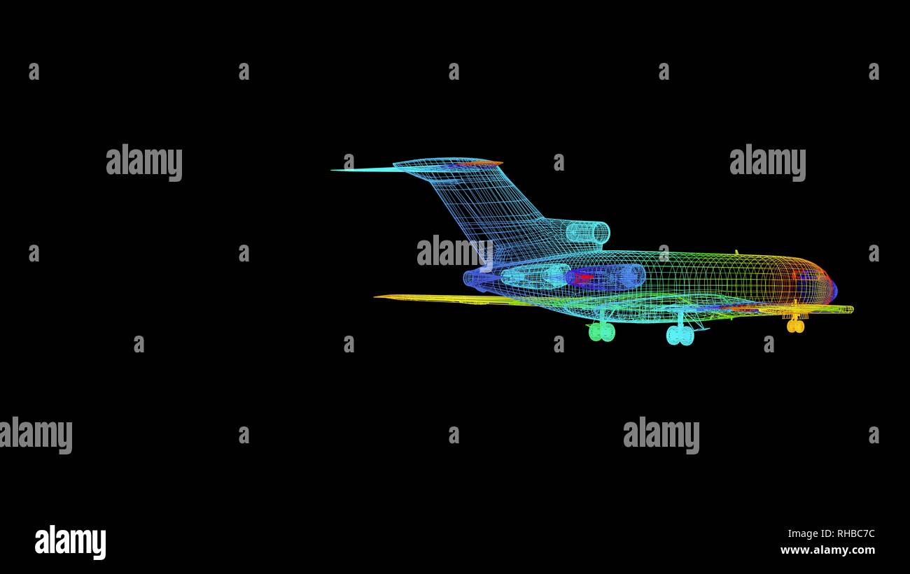 Le rendu 3D d'un schéma de couleur arc-en-ciel sur noir isolé de l'objet Banque D'Images