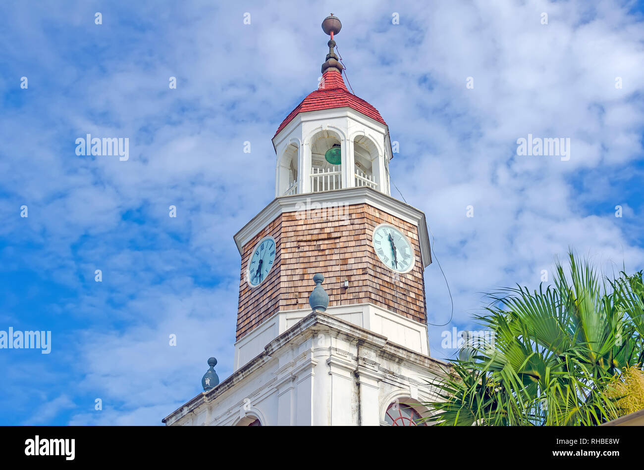 Le clocher de l'église luthérienne est un bâtiment construit par les danois dans les années 1750, Saint Croix, îles Vierges américaines Banque D'Images