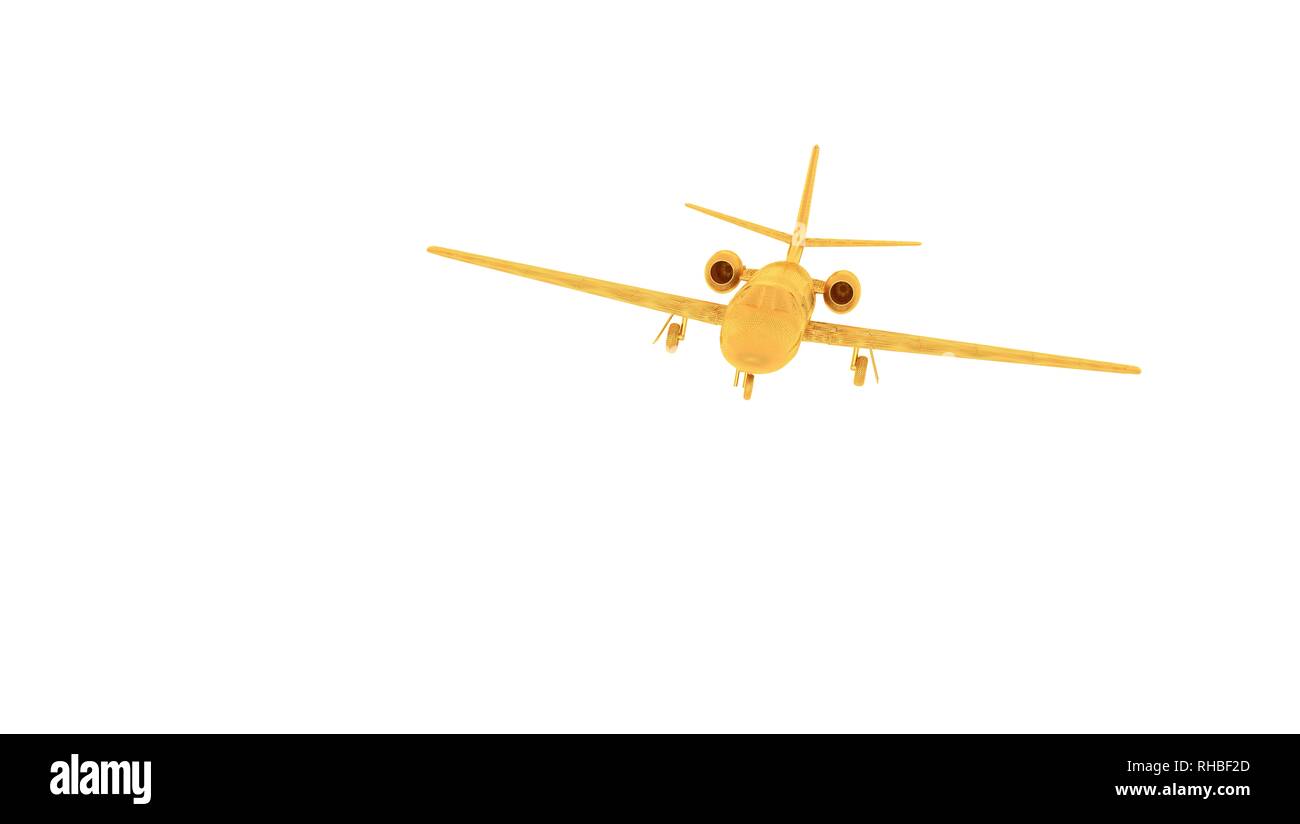 Le rendu 3D d'un objet câblé en jaune sur isolé sur fond blanc Banque D'Images