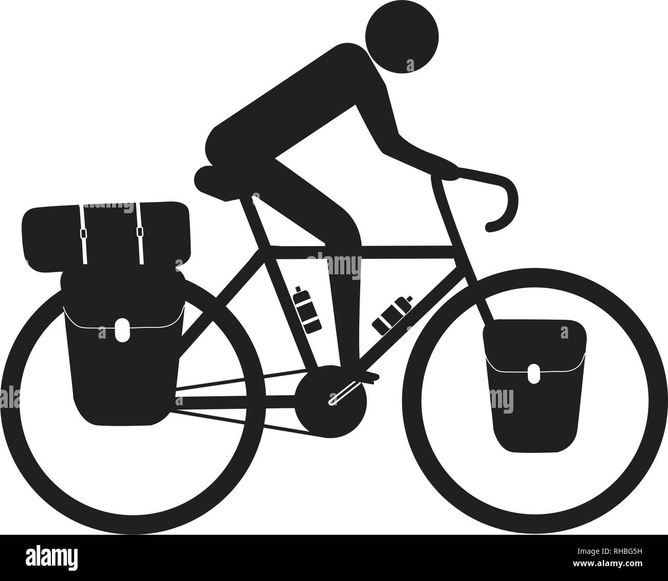 Équitation, randonnée cycliste vélo bikepacking vecteur Illustration de Vecteur