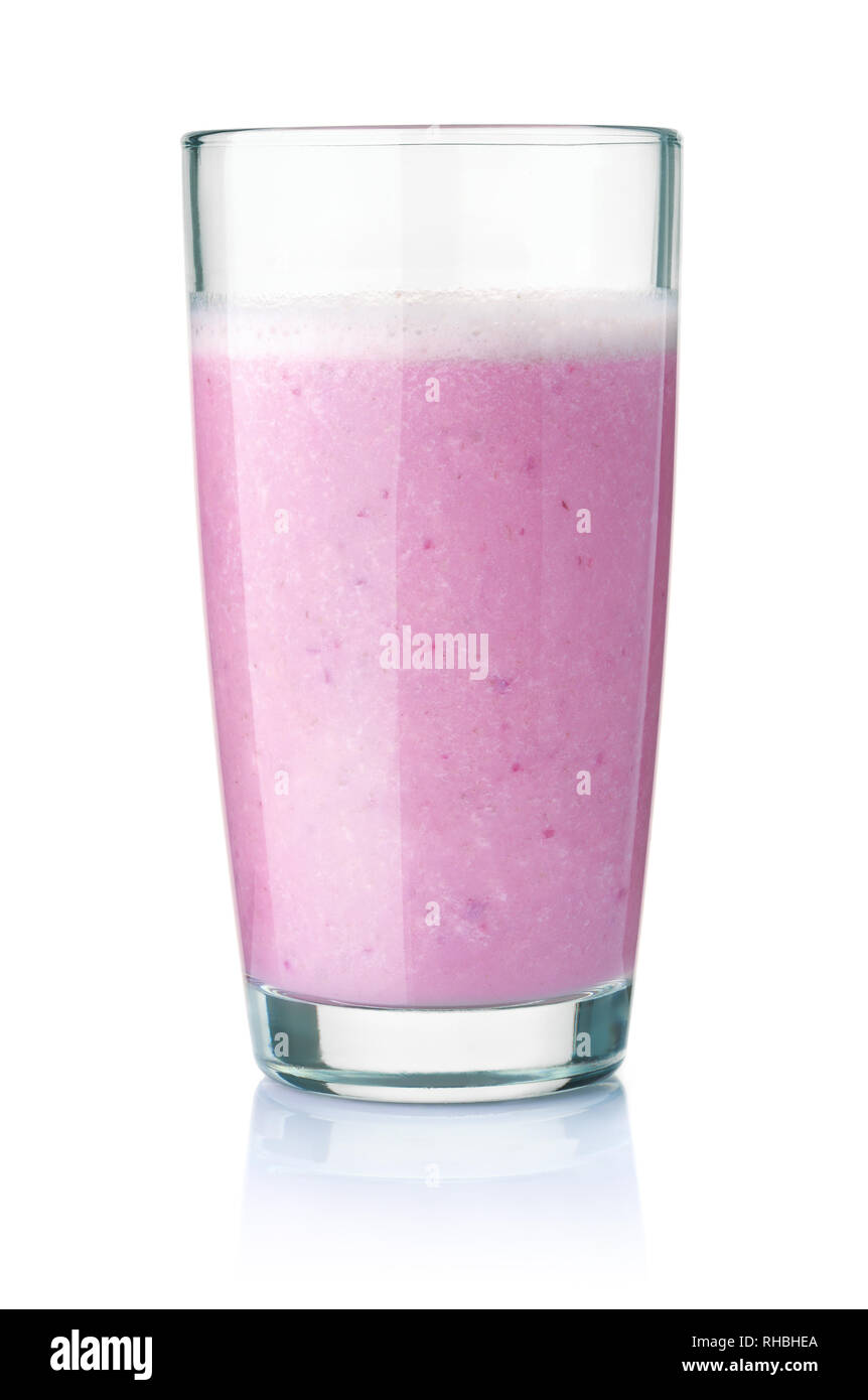 Verre de smoothie aux bleuets isolated on white Banque D'Images