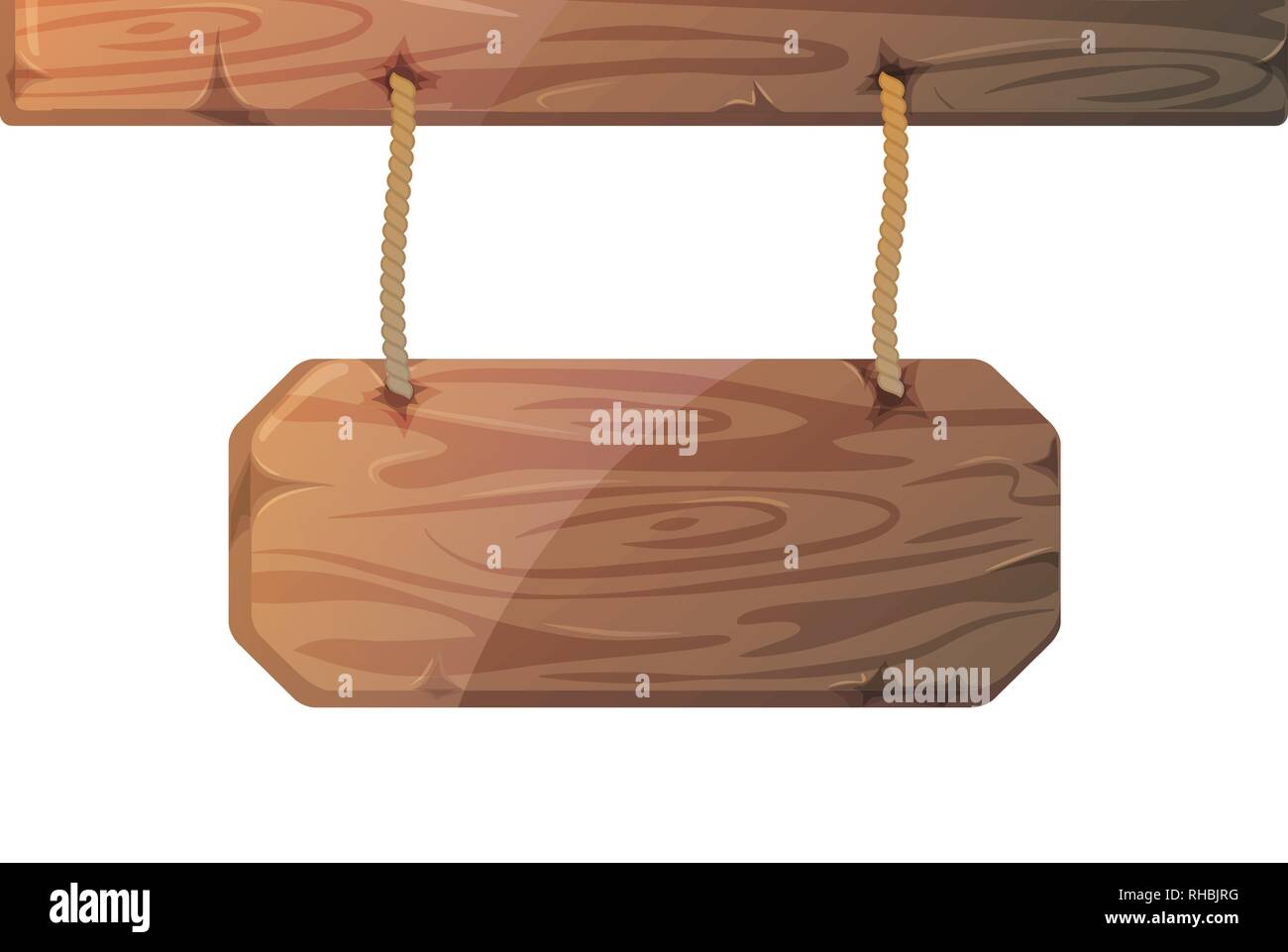 Pancarte en bois sur corde Illustration de Vecteur