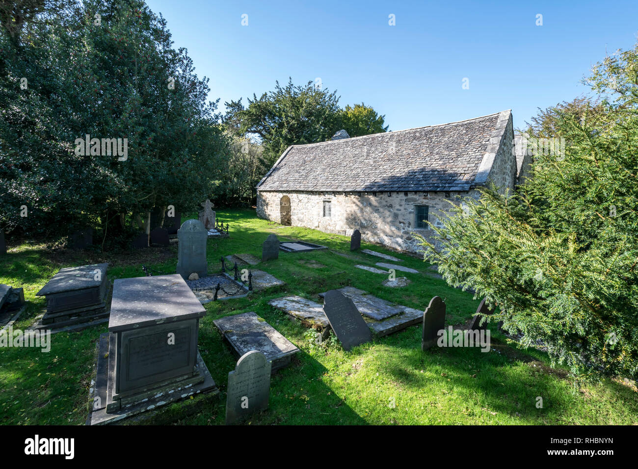 Rhychwyns st' église à Llanrhychwyn près de Wrexham dans la vallée de Conwy dans le Nord du Pays de Galles le plus ancien 6e siècle structure de l'église au Pays de Galles Banque D'Images