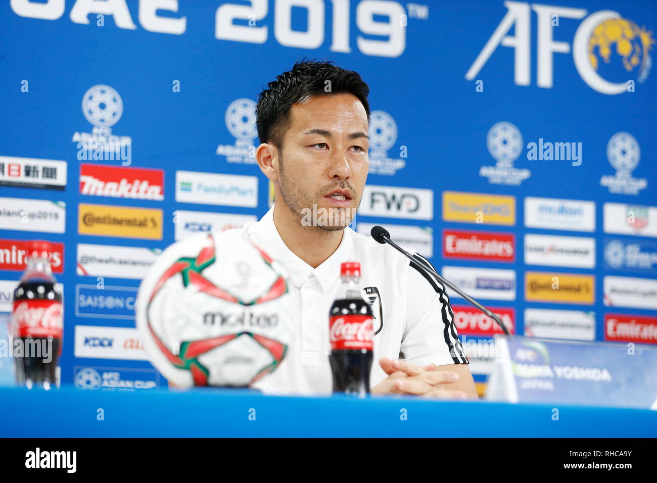 Abu Dhabi, Emirats Arabes Unis. Jan 31, 2019. Maya Yoshida (JPN) Football/soccer : AFC Asian Cup 2019 Pre-Match EAU Conférence de presse au Zayed Sports City Stadium à Abu Dhabi, Emirats Arabes Unis . Credit : Mutsu Kawamori/AFLO/Alamy Live News Banque D'Images