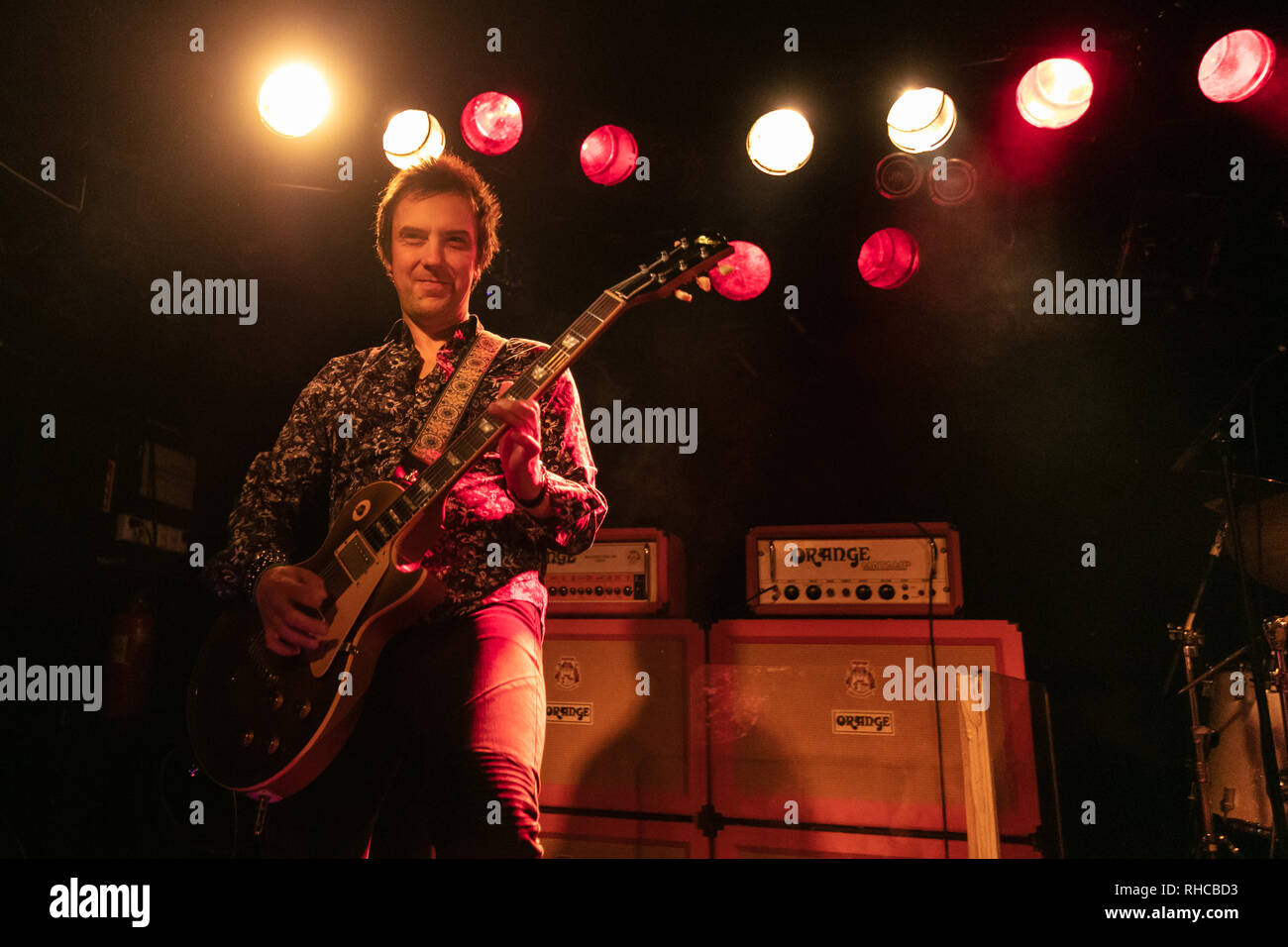 Norvège, Oslo - 1 février 2019. Le groupe de rock britannique Wishbone Ash effectue concert live à John Dee dans Oslo. Ici le guitariste Mark Abrahams est vu sur scène. (Photo crédit : Gonzales Photo - Stian S. Møller). Banque D'Images