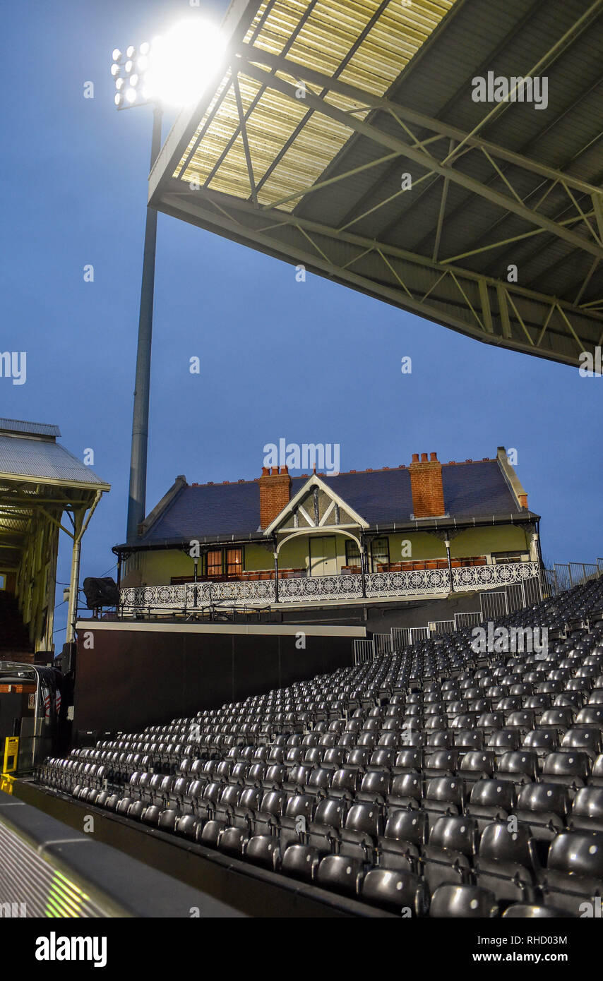 Calme Avant la tempête de neige à Craven Cottage au cours de la Premier League match entre Fulham et Brighton & Hove Albion à Craven Cottage . 29 janvier 2019 Editorial uniquement. Pas de merchandising. Pour des images de football Premier League FA et restrictions s'appliquent inc. aucun internet/mobile l'usage sans licence FAPL - pour plus de détails Football Dataco contact Banque D'Images