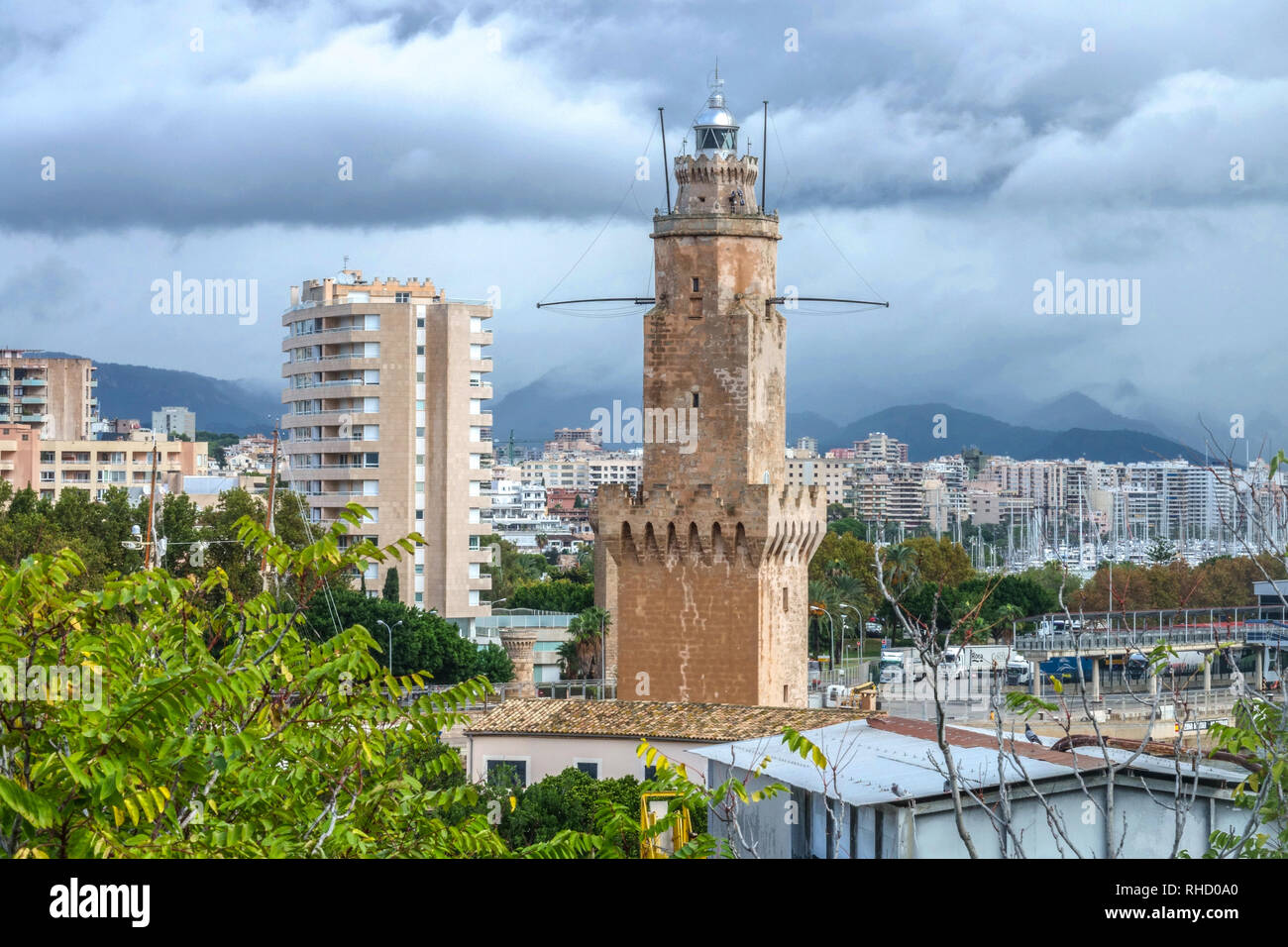 Le phare de Porto Pi ou Faro de Portopi, Palma de Majorque Espagne Banque D'Images