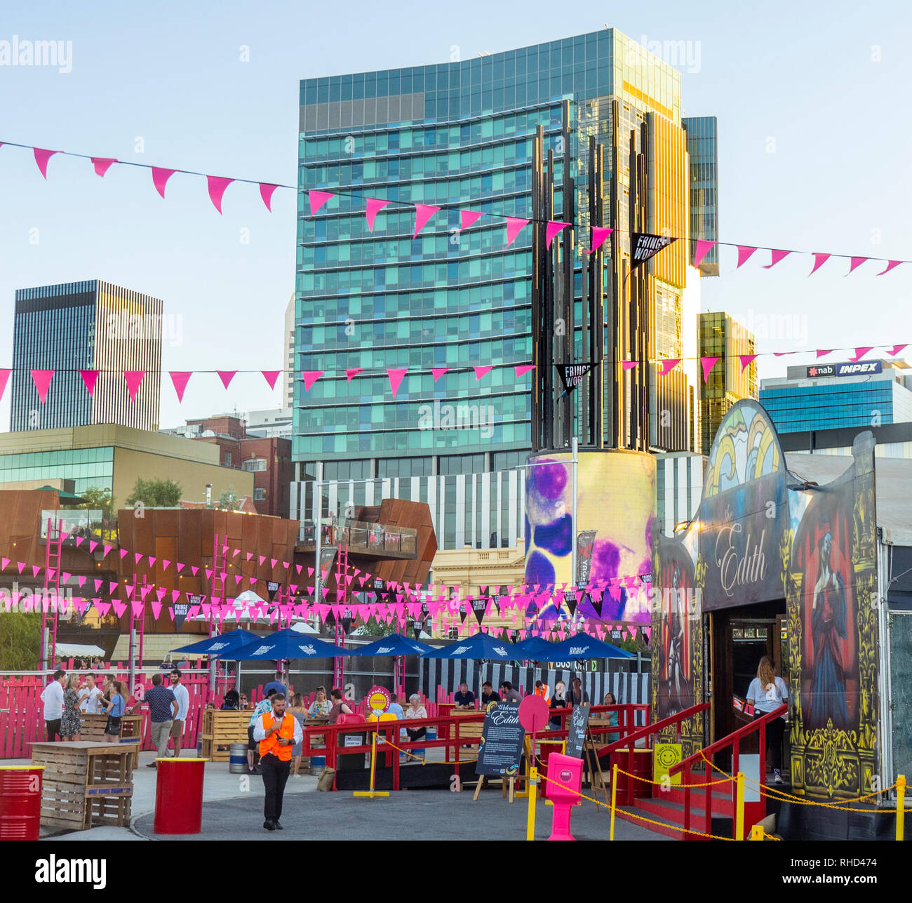 Le Edith Spiegeltent pop up Fringe Festival mondial de théâtre à Northbridge Perth WA Yagan Square de l'Australie. Banque D'Images