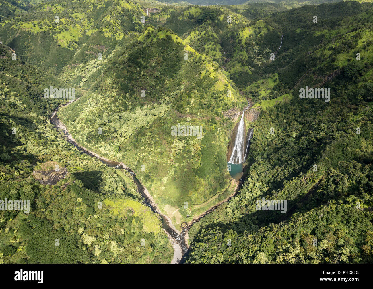 Jardin de l'île de Kauai, tour en hélicoptère à partir de Banque D'Images