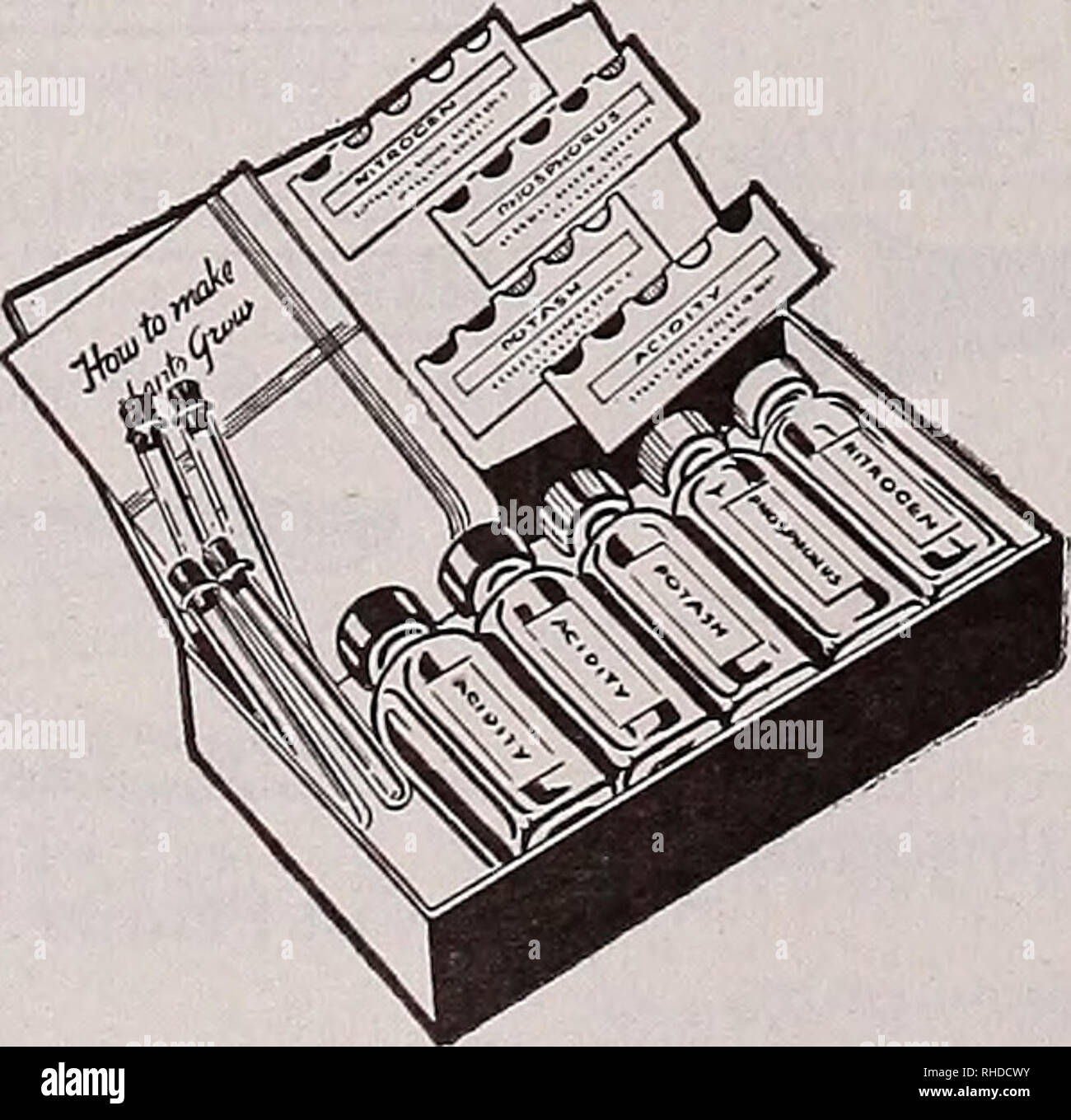 . Réserve pour les fleuristes : automne 1942. Les catalogues de graines de fleurs, plantes (semis) ; catalogues de graines de légumes graines arbres ; catalogues ; Horticulture Catalogues Catalogues de fournitures et de matériel. Les testeurs du sol Le sol d'Horticulture de Sudbury Test Kit, $9.75 le Kit de test de sol d'Horticulture de Sudbury rend instantanément disponibles l'essentiel i nforma- tion dont vous avez besoin pour le jardinage de succès. Avec elle, vous pouvez effectuer rapidement des tests pratiques qui montrent l'acidité de votre sol et des éventuels états de déficience en azote, phosphore et pot- ash. En conséquence, vous pouvez éviter l'échec par prompt ajustement de votre sol à Banque D'Images
