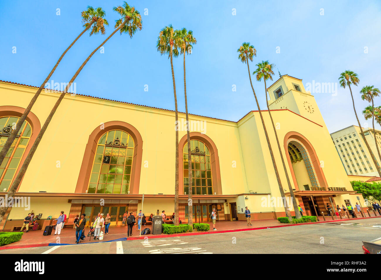 Los Angeles, California, United States - 9 août 2018 : Union Station, la gare principale à Los Angeles Downtown de El Pueblo de los Angeles Banque D'Images