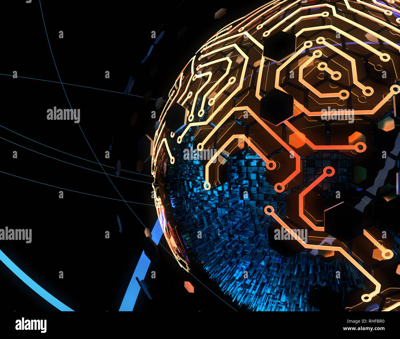 Technologie Internet Smart Earth, transmission de données de carte de circuit imprimé Banque D'Images