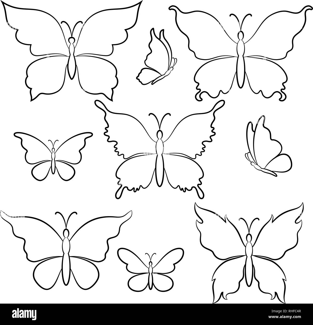 Les contours des papillons Illustration de Vecteur
