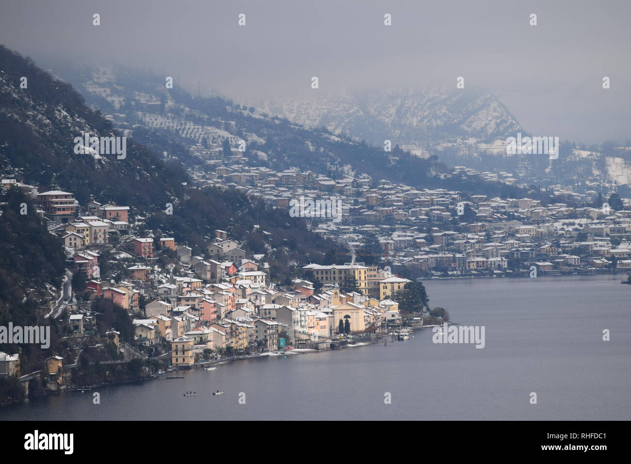 Le lac de Côme, Italie après une tempête Banque D'Images