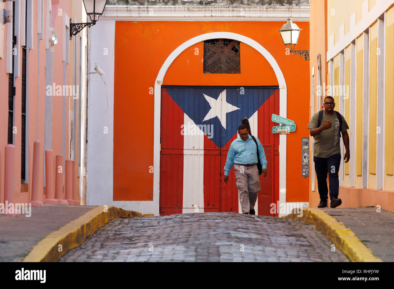 Scène de rue de la ville, Old San Juan, Puerto Rico Banque D'Images
