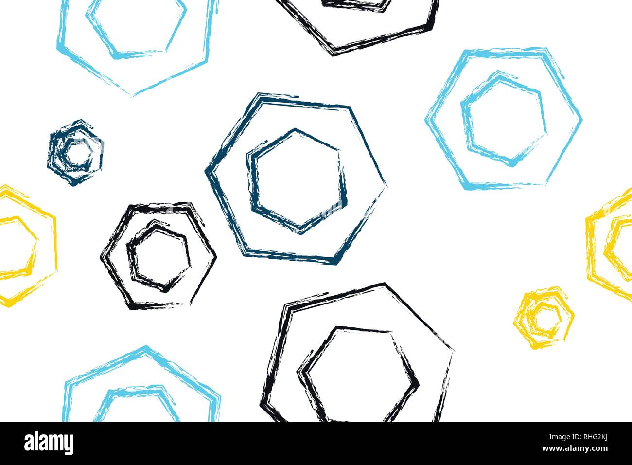 Résumé fond transparent, motif pinceau lignes formant des formes hexagonales. Moderne, ludique art vectoriel sur fond blanc. Illustration de Vecteur