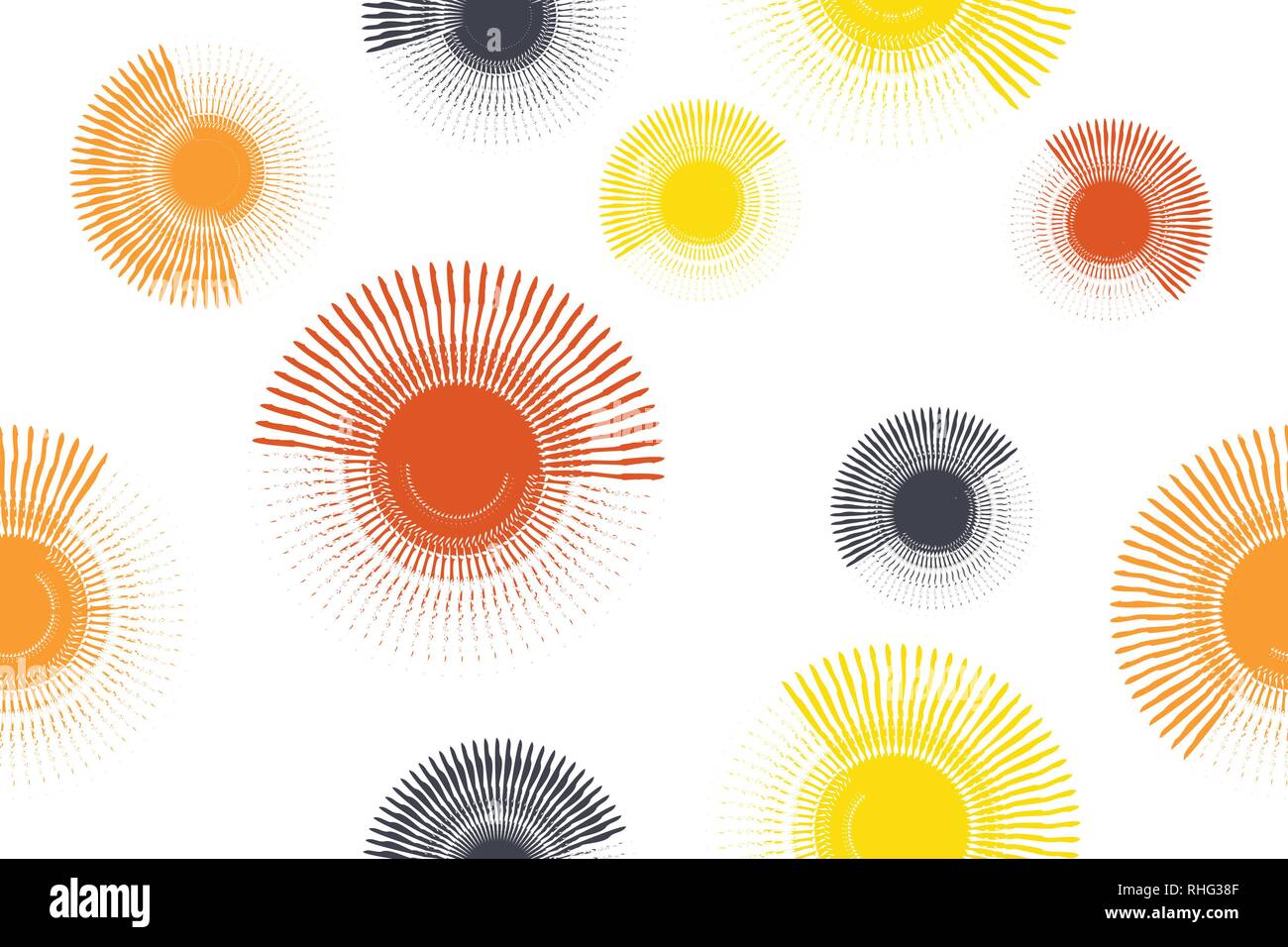 Résumé fond, transparente avec motif lignes formant cercles en orange, bleu et jaune. De couleur vive, enjouée vecteur moderne dans l'art Illustration de Vecteur