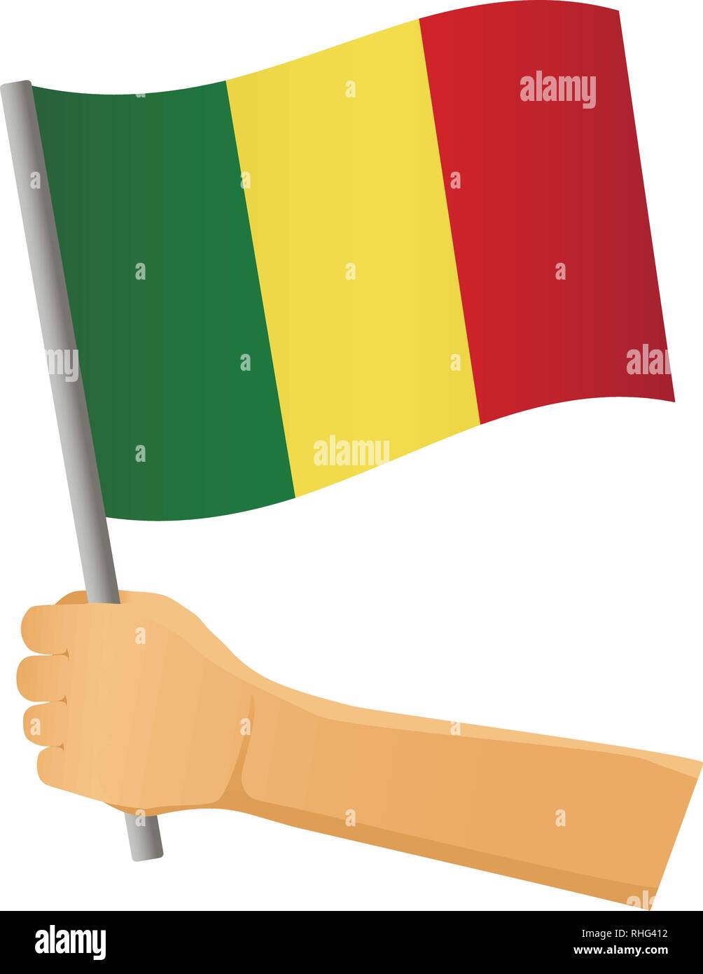 Mali drapeau dans la main. Contexte patriotique. Drapeau national du Mali vector illustration Illustration de Vecteur