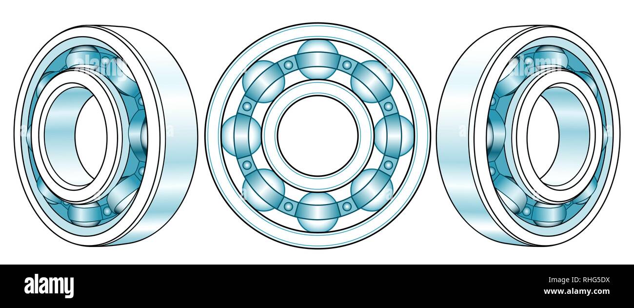 Illustration de l'ensemble de vues à roulement à billes Illustration de Vecteur