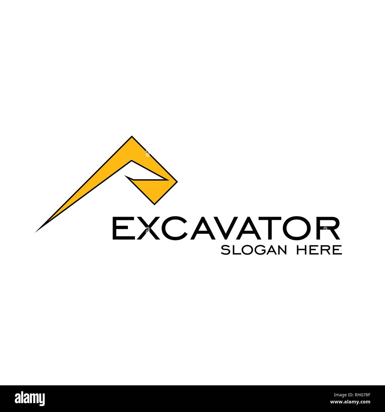 Logo de l'excavateur, vecteur conception simple logo design plat. Illustration de Vecteur