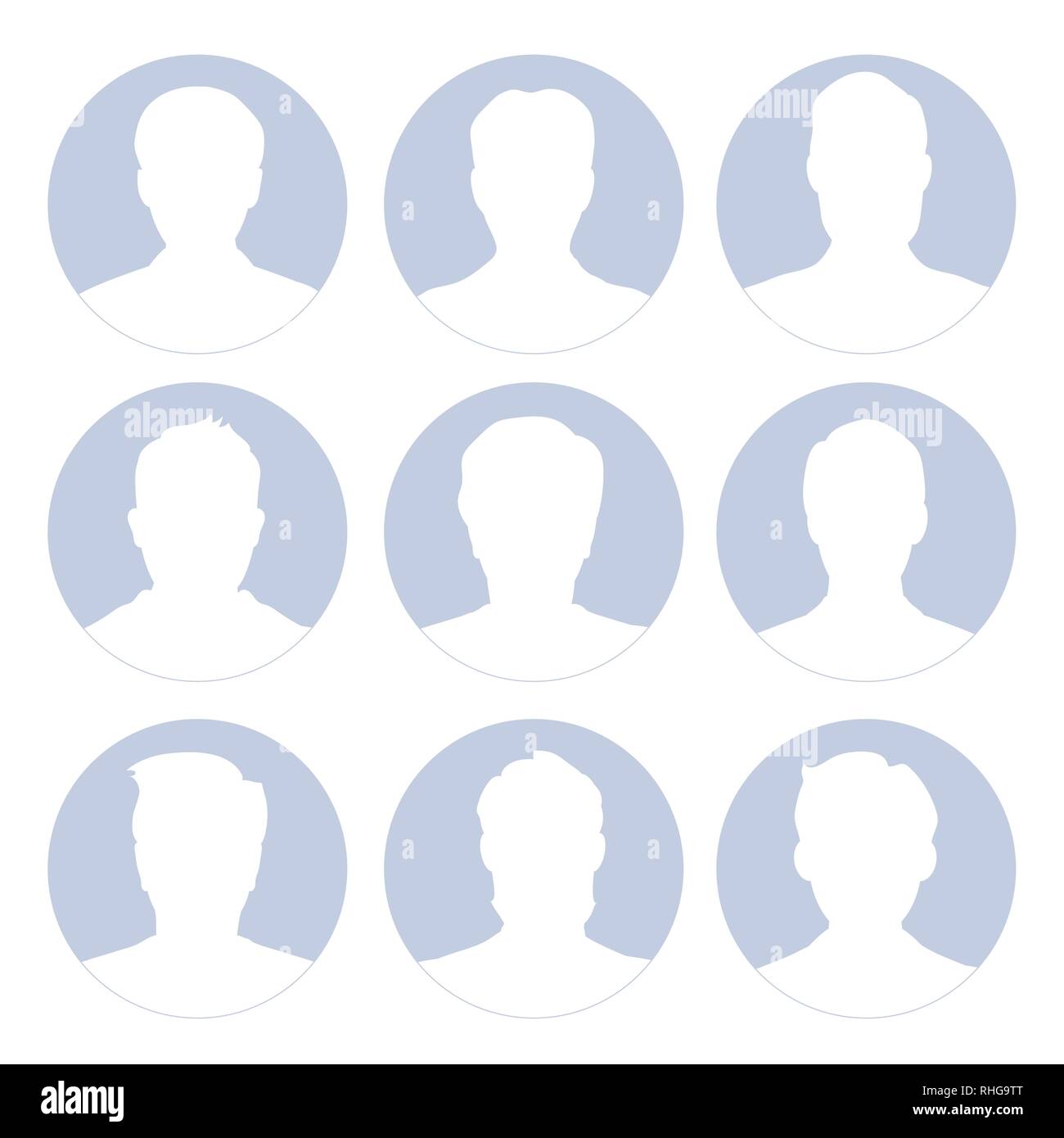 Les visages masculins avatar vide les gens en forme du cercle caractère buste, modèle plat - vector illustration Illustration de Vecteur