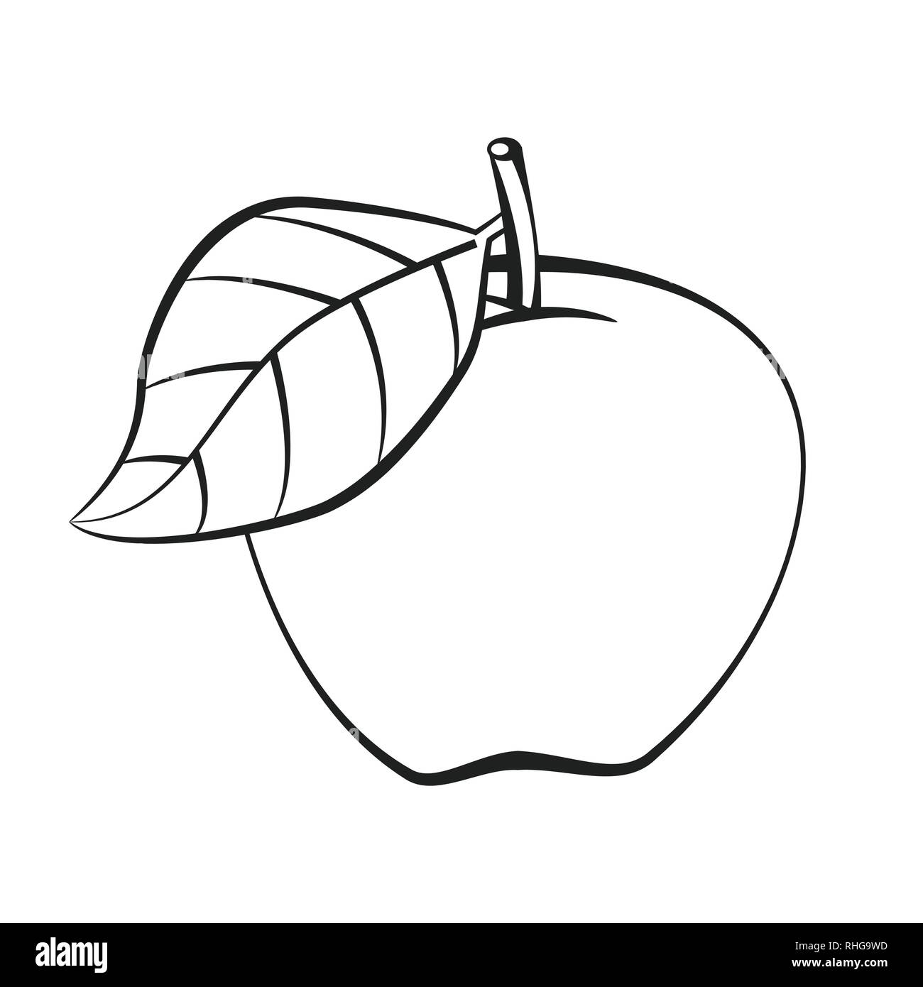 Illustration d'Apple isolé sur fond blanc, en bonne santé, produits bio de fruits naturels à colorier. Hand drawn Vector Illustration Illustration de Vecteur