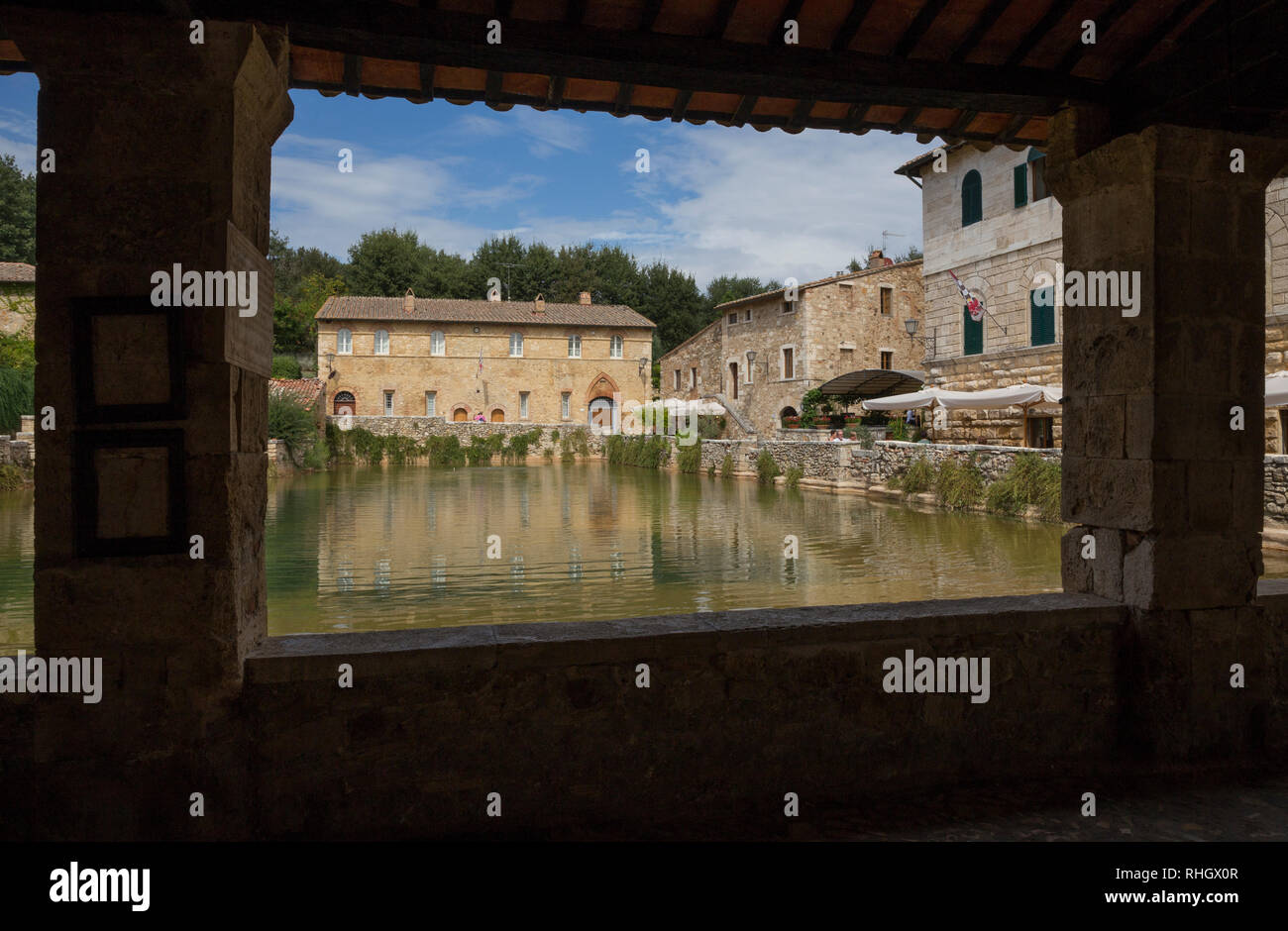 Thermal spa à Bagno Vignoni, Toscane, Italie Banque D'Images