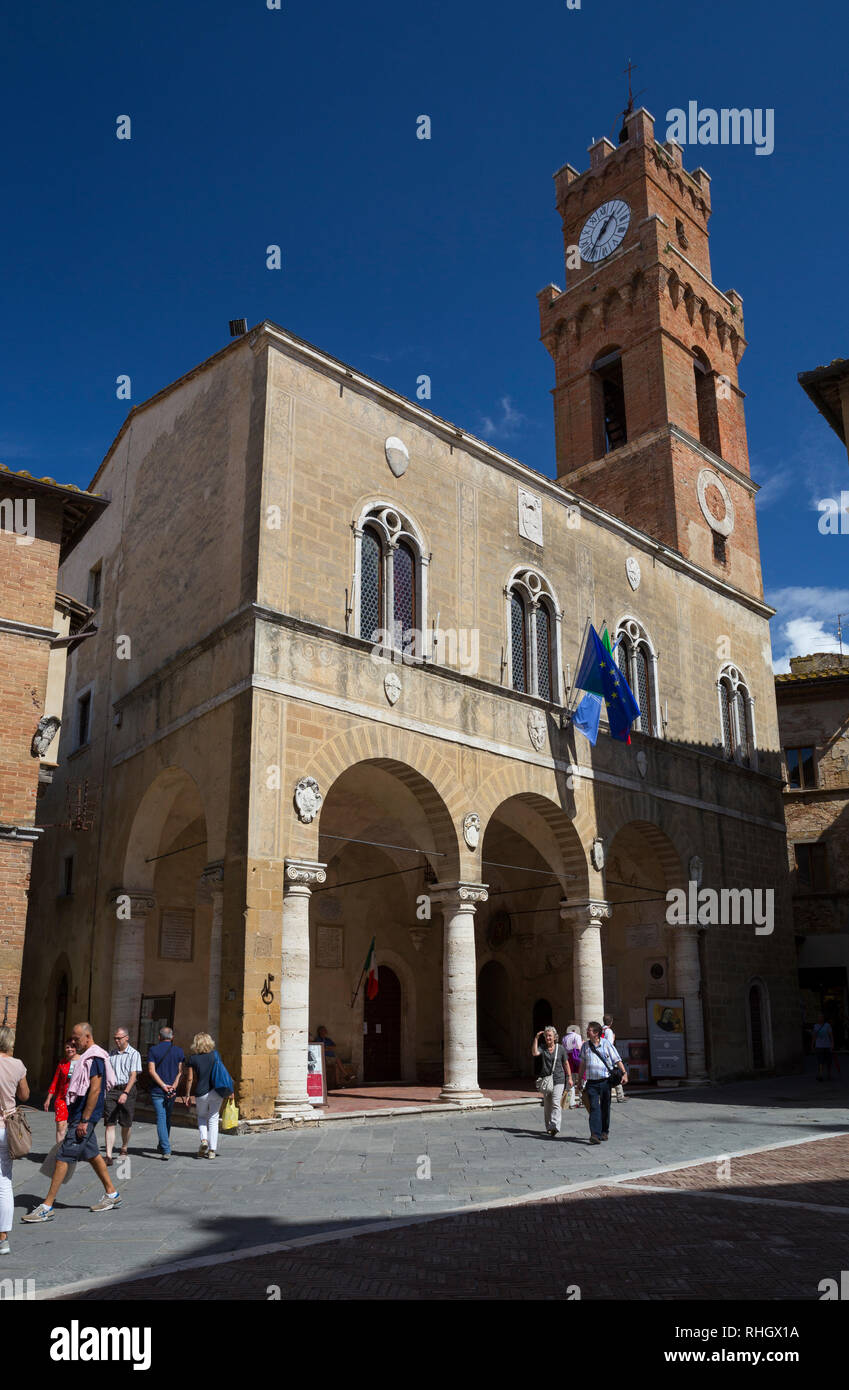 Hôtel de ville de Pienza, Toscane, Italie Banque D'Images